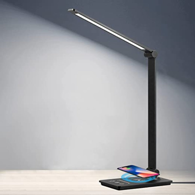 Lampe de Bureau LED Tactile - Chargeur Sans Fil, 5 Couleurs Dimmables