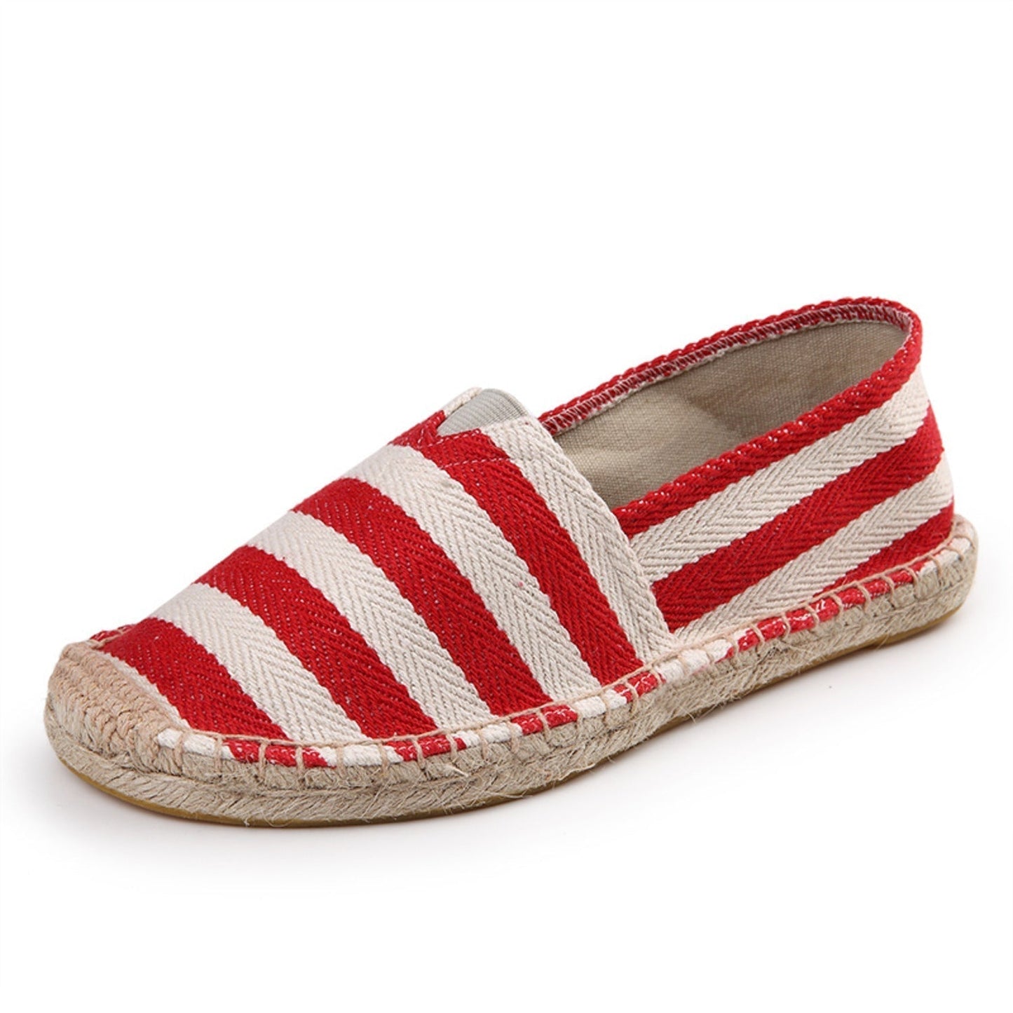 Brienne - Espadrilles Rayées en Toile Éraflée
