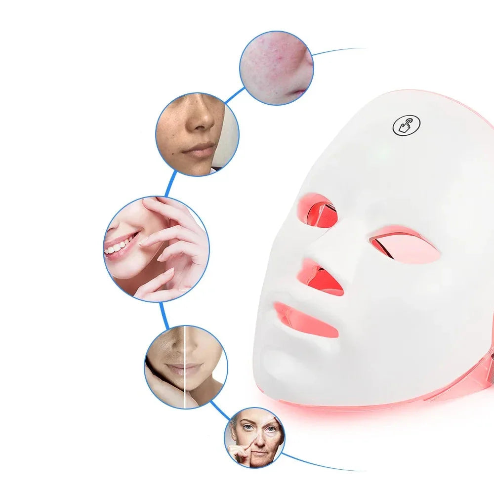 AgeGlow - Masque de thérapie LED 7 couleurs pour le lifting et l'éclaircissement du visage
