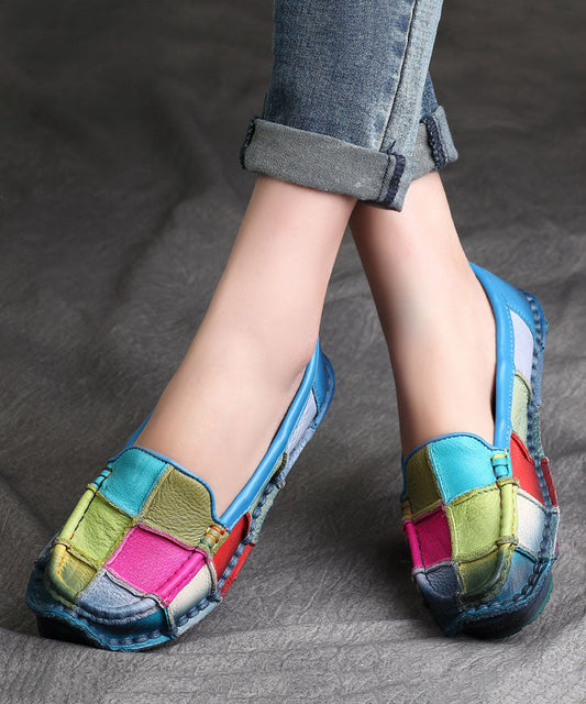 Tara - Mocassins plats en cuir colorés arc-en-ciel
