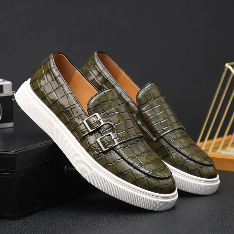Victor - Mocassins avec Détail en Cuir et Motif Crocodile