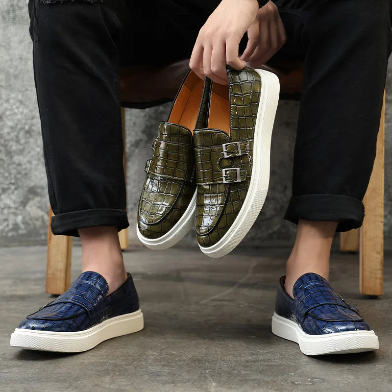 Victor - Mocassins avec Détail en Cuir et Motif Crocodile