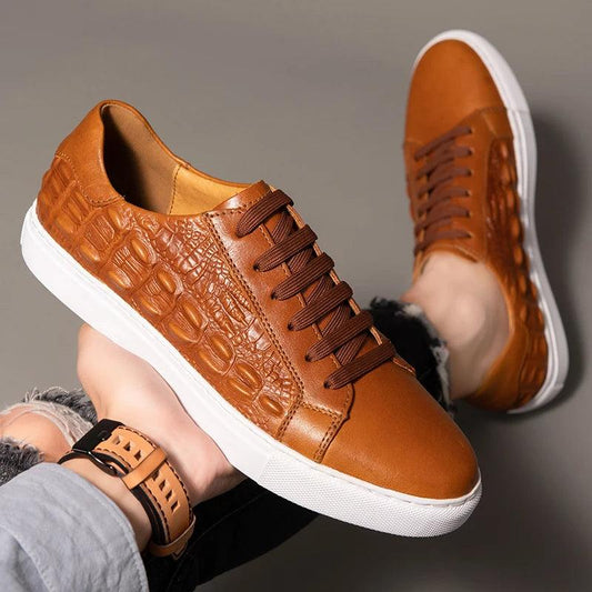 Mordechai – Baskets en cuir faites à la main avec motif crocodile