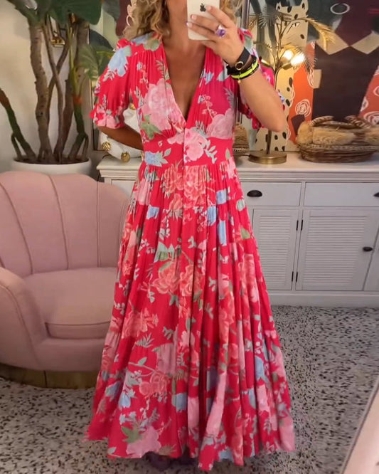 Robe A-Ligne Anni avec Motifs Floraux