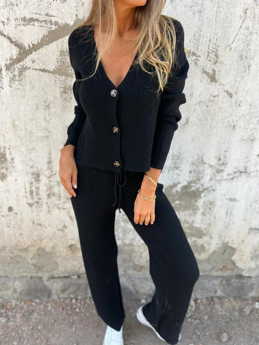 Ensemble Élégant en Tricot avec Pantalon Confort
