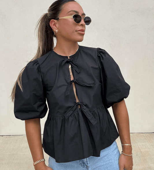 Blouse Harriett à basque, élégante et nouée