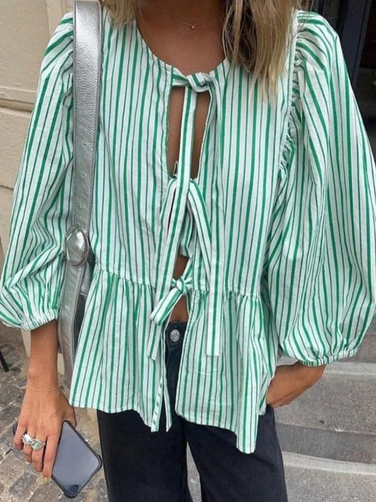 Blouse Jemima à manches bouffantes et nouée