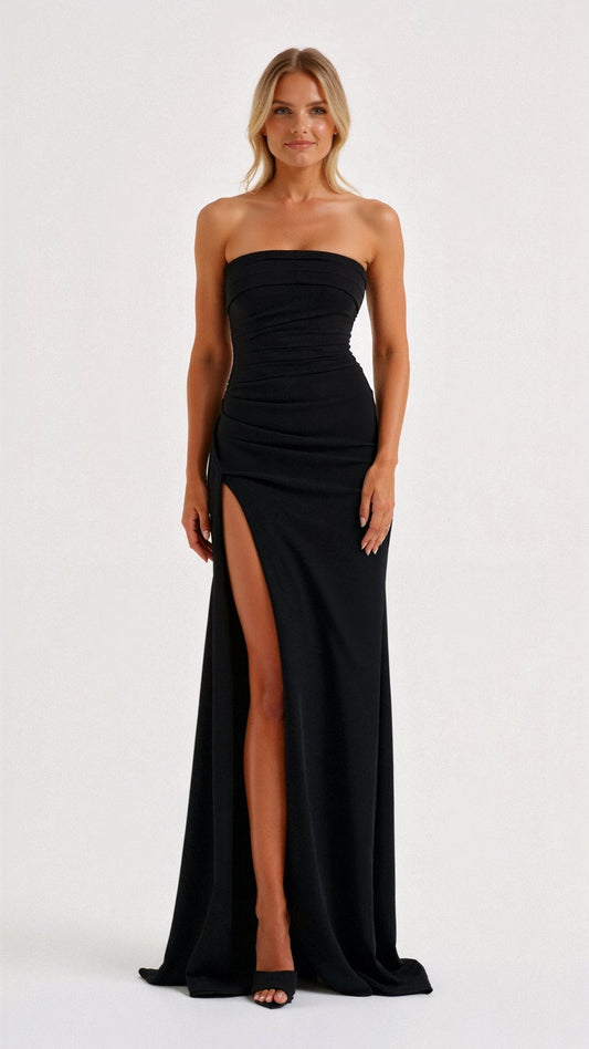 Robe de soirée tube Lynn avec fente élégante