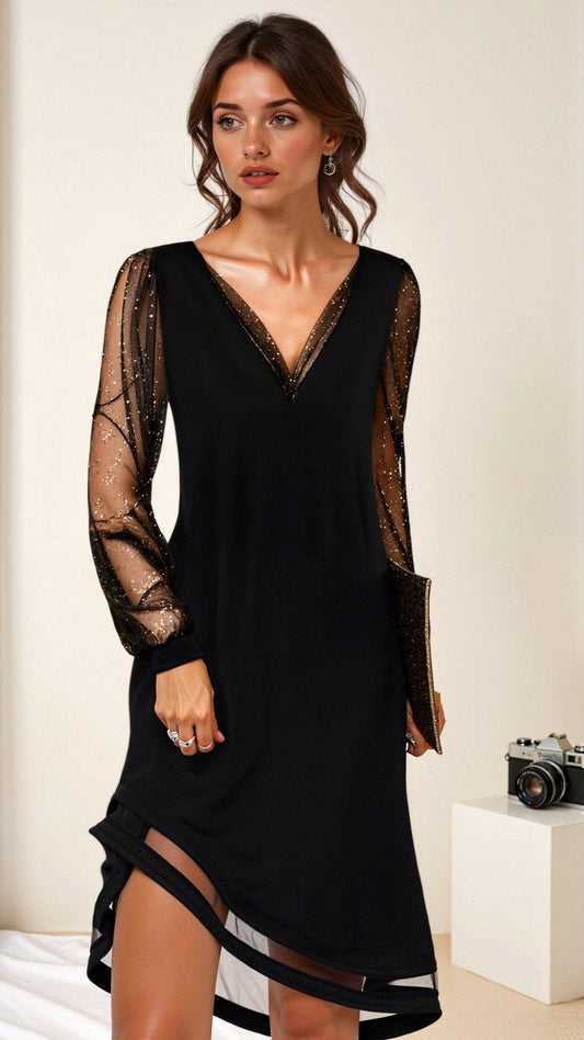 Robe de soirée Matilda à manches transparentes