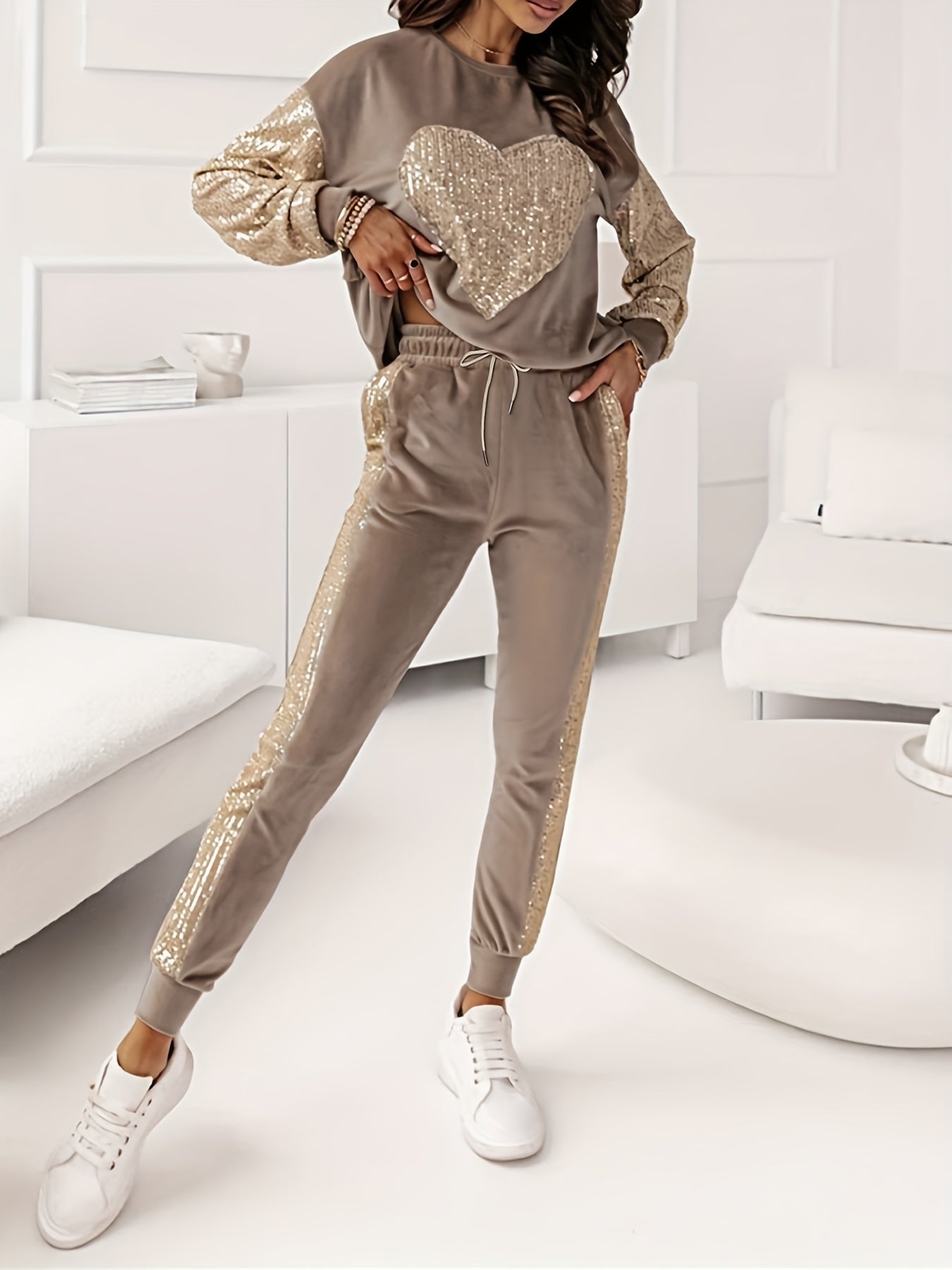 Ensemble Sanna : Pull & Jogging Paillettes Chic