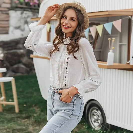 Blouse Seraphina en dentelle à manches longues