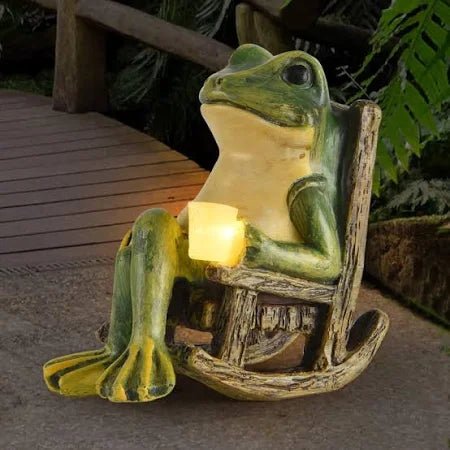 GlowToad - Statue de jardin envoûtante avec lumière fluorescente